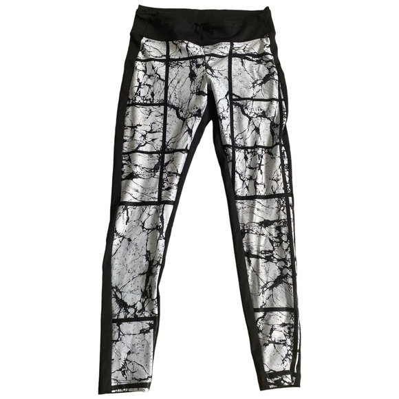 Koral Emulate Performance Leggings black white mid rise L Large abstract print - Picture 3 of 9